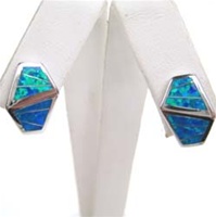 Silver Earring W/ Created Opal