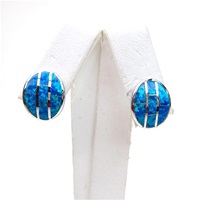 Silver Earring with Created Opal