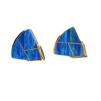 Silver Earring (Gold Plated) W/ Inlay Created Opal