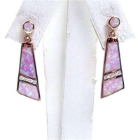 Silver Earring (Rose Gold Plated) with Inlay Created Opal & White CZ