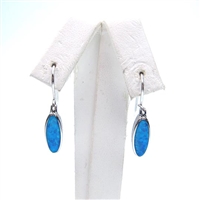 Silver Earrings with Inlay Created Opal