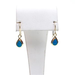 Gold Plated Silver Stud Earrings with Inlay Created Opal