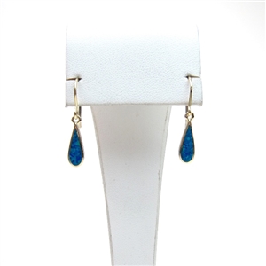 Gold Plated Silver Stud Earrings with Inlay Created Opal