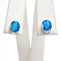 Silver Earrings with Inlay Created Opal