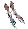 Silver Earrings (Rhodium Plated) w/ Inlay Created Opal & White CZ