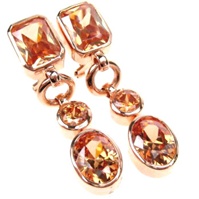 Silver Earrings (Rose Gold Plated) w/ Dark Champagne CZ