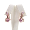 Silver Earring (Rose Gold Plated) with Inlay Created Opal, White and Pink CZ