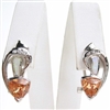 Silver Earrings with Inlay Created Opal & Champagne CZ