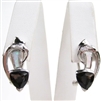 Silver Earrings with Inlay Created Opal, White & Smoky Topaz CZ