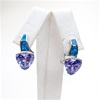 Silver Earring with Inlay Created Opal and Tanzanite CZ