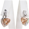 Silver Earrings with Inlay Created Opal & Champagne CZ