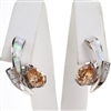 Silver Earrings with Inlay Created Opal & Champagne CZ