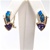 Silver Earrings (Gold Plated) with Inlay Created Opal and Tanzanite CZ