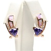 Silver Earring (Rose Gold Plated) with Inlay Created Opal, White and Tanzanite CZ