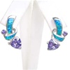 Silver Earring W/ Created Opal+Tanzanite+White CZ