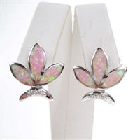 Silver Earrings with Inlay Created Opal