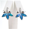 Silver Earrings with Inlay Created Opal and White CZ