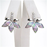 Silver Earrings with Inlay Created Opal