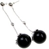 Silver Earrings (Rhodium Plated) w/ Black Stone