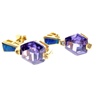 Silver Earrings (Gold Plated) W/ Inlay Created Opal & Tanzanite CZ