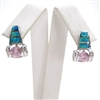 Silver Earrings with Inlay Created Opal, White and Pink CZ