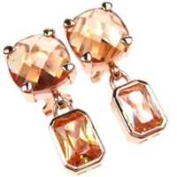 Silver Earring (Rose Gold Plated) w/ Dark Champagne CZ