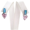 Silver Earrings with Inlay Created Opal and Pink CZ