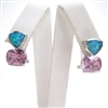 Silver Earrings with Inlay Created Opal and Pink CZ