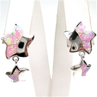 Silver Earrings with Inlay Created Opal