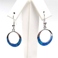 Silver Earrings w/ Inlay Created Opal