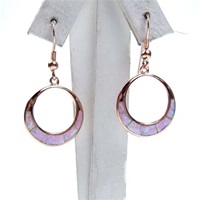Silver Earring (Rose Gold Plated) with Inlay Created Opal
