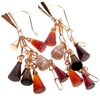 Silver Earrings (Rose Gold Plated) w/ White CZ, Amber, Agate & Carnelian (Cone Cut)