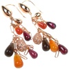 Silver Earrings (Rose Gold Plated) w/ White CZ, Amber, Agate & Carnelian (Tear Drop Cut)