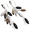 Silver Earrings (Rhodium Plated) w/ White CZ & Multi Color Semi-Presious Stone