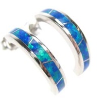 Silver Earring W/ Created Opal