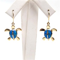 Silver Earring (Gold Plated) W/ Inlay Created Opal