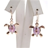 Silver Earrings Rose Gold Plated w/ Inlay Created Opal