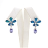 Silver Earring with Inlay Created Opal and Tanzanite CZ