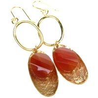 Silver Earring (Gold Plated) w/ Semi-Precious Stone