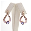 Silver Earring (Rose Gold Plated) with Inlay Created Opal and Tanzanite CZ