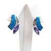 Silver Earring with Inlay Created Opal and Tanzanite CZ