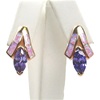 Silver Earring (Rose Gold Plated) with Inlay Created Opal and Tanzanite CZ