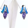 Silver Earring with Created Opal andTanzanite CZ