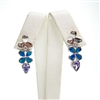 Silver Earring with Inlay Created Opal and Tanzanite CZ