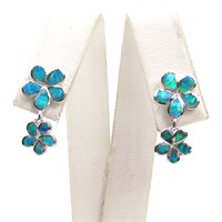 Silver Earrings with Inlay Created Opal