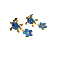 Silver Earring (Gold Plated) W/ Inlay Created Opal