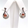 Silver Earring w/ Inlay Created Opal & Dark Champagne CZ