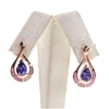 Silver Earring (Rose Gold Plated) with Inlay Created Opal and Tanzanite CZ