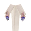 Silver Earring (Rose Gold Plated) with Inlay Created Opal and Tanzanite CZ