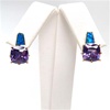 Silver Earring (Gold Plated) w/ Inlay Created Opal & Tanzanite CZ